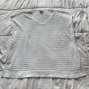 Talbots Womens S/M Oversized White Top Pullover Shirt Sweater Vest Breathable